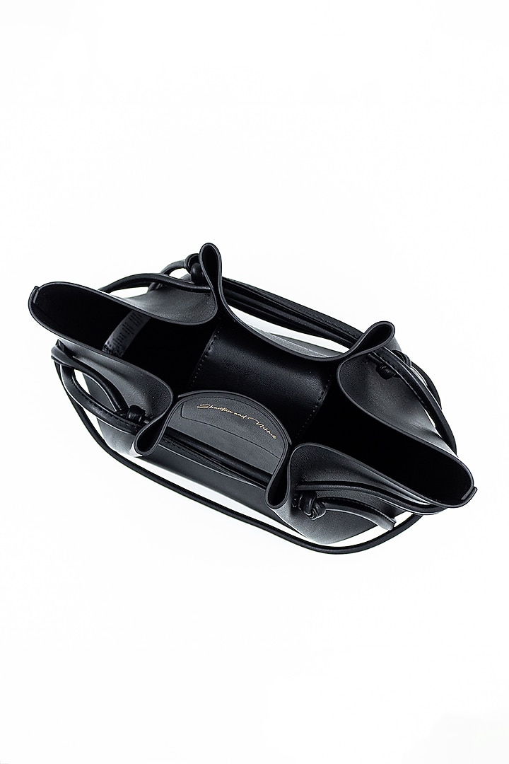 Black Vegan Leather Bucket Bag by S&N BY SHANTNU NIKHIL Accessories at Pernia's Pop Up Shop