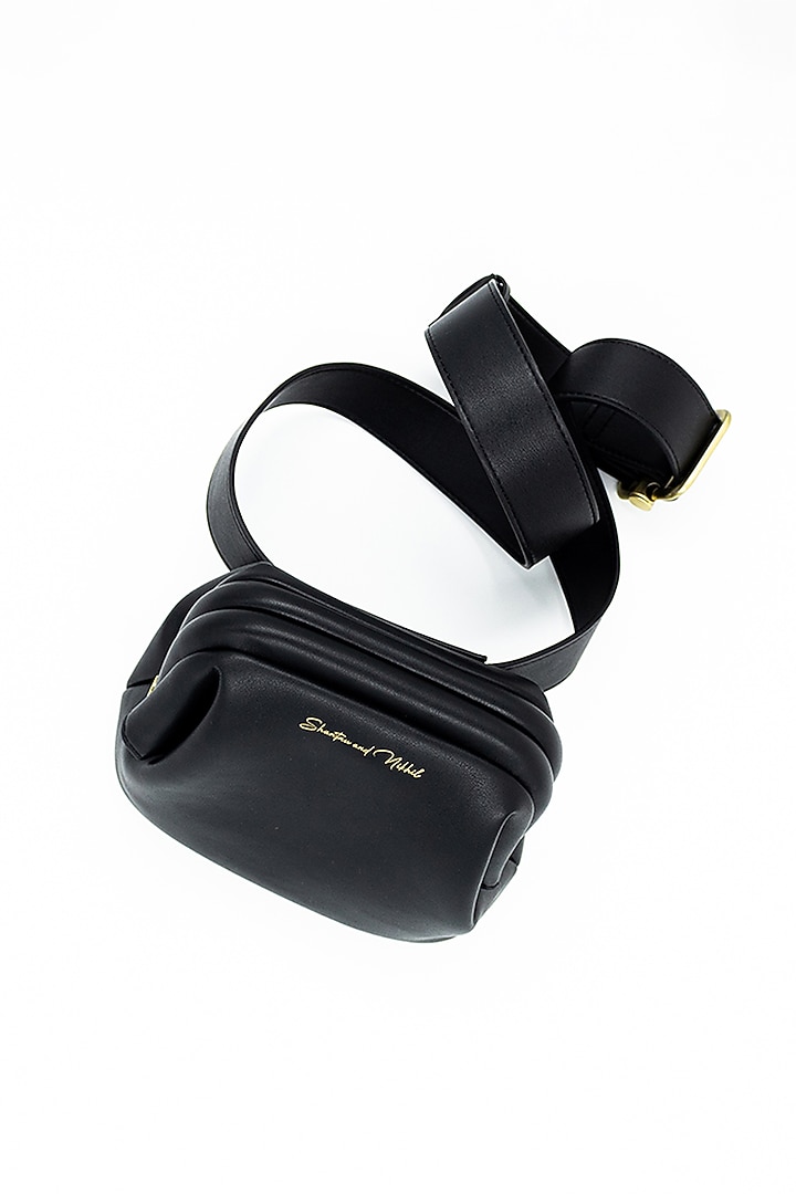 Black Vegan Leather Waist Bag by S&N BY SHANTNU NIKHIL Accessories at Pernia's Pop Up Shop