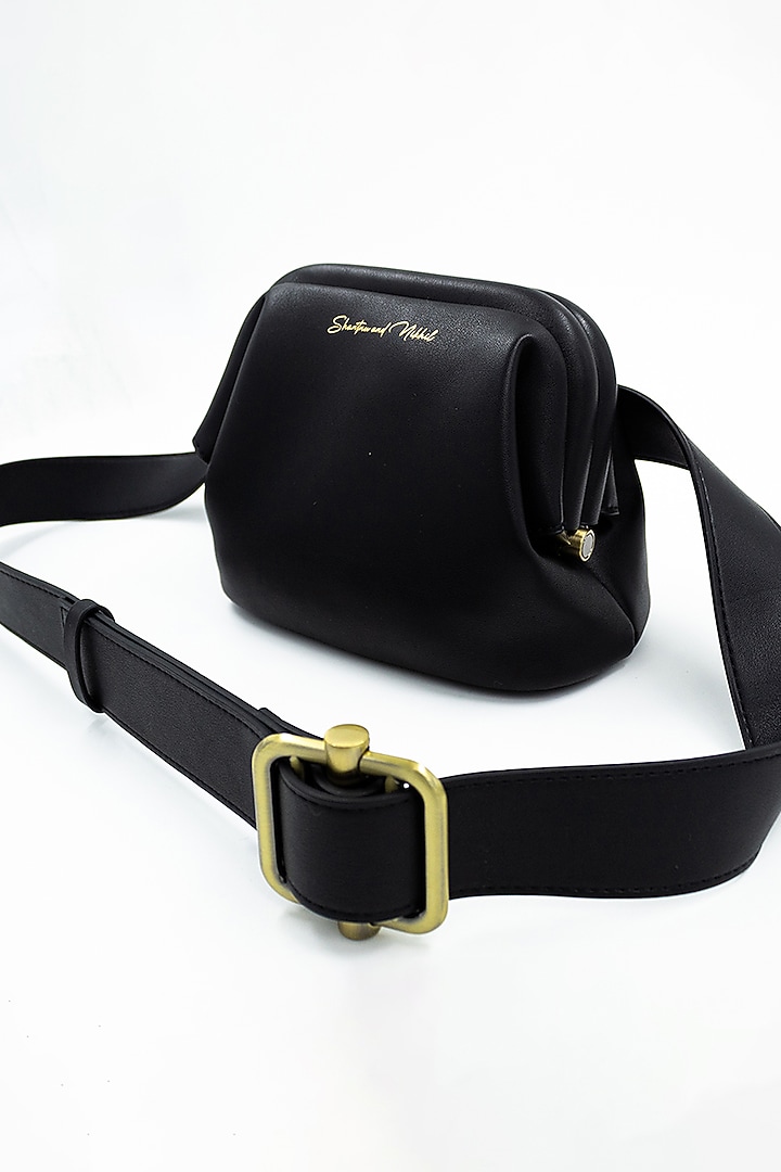 Black Vegan Leather Waist Bag by S&N BY SHANTNU NIKHIL Accessories at Pernia's Pop Up Shop