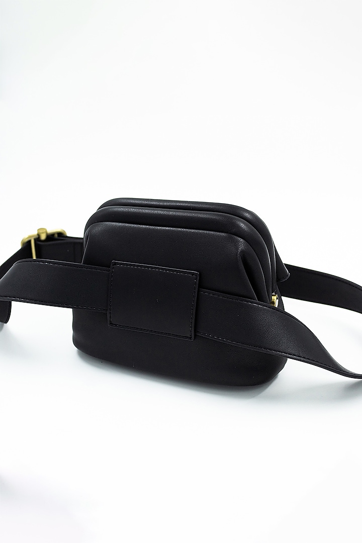 Black Vegan Leather Waist Bag by S&N BY SHANTNU NIKHIL Accessories at Pernia's Pop Up Shop