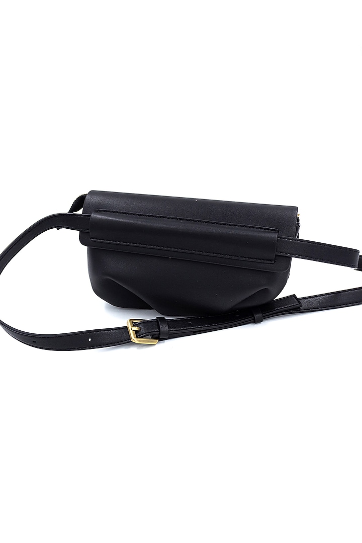 Black Vegan Leather Sling Bag by S&N BY SHANTNU NIKHIL Accessories at Pernia's Pop Up Shop
