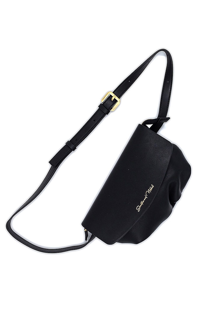 Black Vegan Leather Sling Bag by S&N BY SHANTNU NIKHIL Accessories at Pernia's Pop Up Shop
