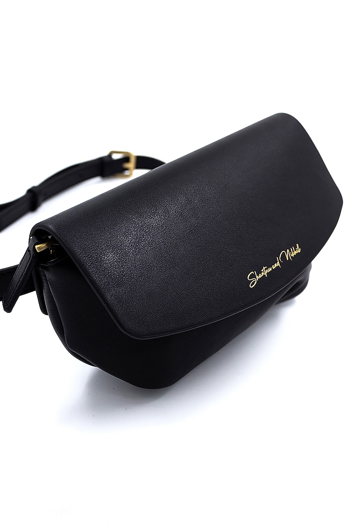 Black Vegan Leather Sling Bag by S&N BY SHANTNU NIKHIL Accessories at Pernia's Pop Up Shop