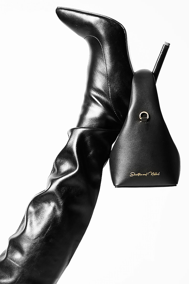 Black Vegan Leather Waist Bag by S&N BY SHANTNU NIKHIL Accessories