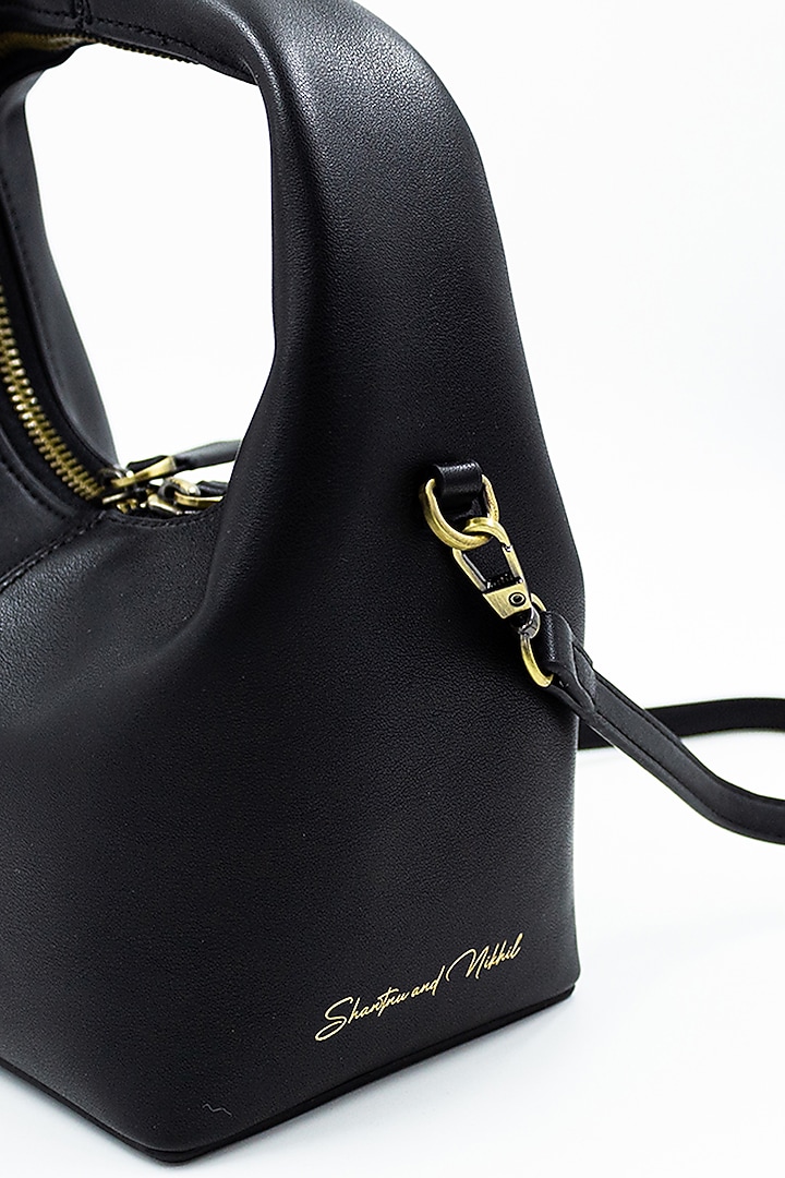 Black Vegan Leather Waist Bag by S&N BY SHANTNU NIKHIL Accessories at Pernia's Pop Up Shop