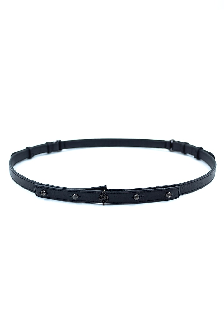 Black Vegan Leather Diamante Embellished Braided Belt by S&N BY SHANTNU NIKHIL Accessories at Pernia's Pop Up Shop