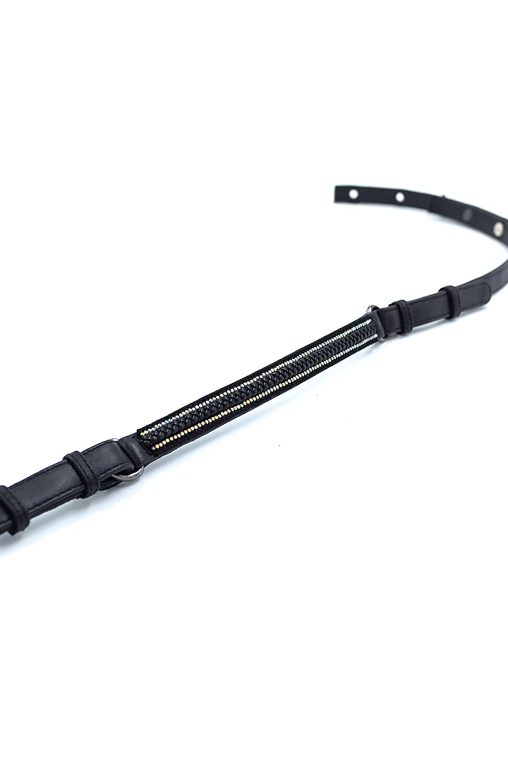 Black Vegan Leather Diamante Embellished Braided Belt by S&N BY SHANTNU NIKHIL Accessories at Pernia's Pop Up Shop