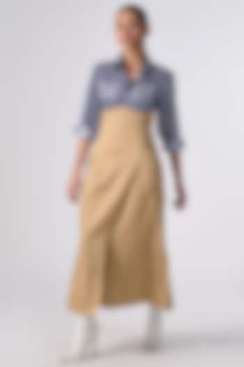 Beige Terylene & Lycra Corseted Skirt by S&N by Shantnu Nikhil