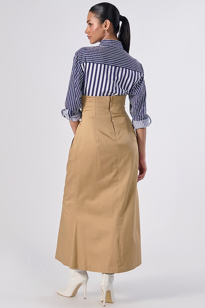Beige Terylene & Lycra Corseted Skirt by S&N by Shantnu Nikhil at Pernia's Pop Up Shop