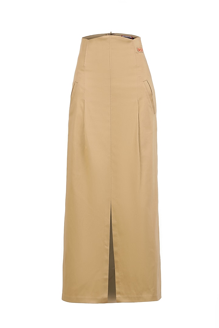 Beige Terylene & Lycra Corseted Skirt by S&N by Shantnu Nikhil at Pernia's Pop Up Shop