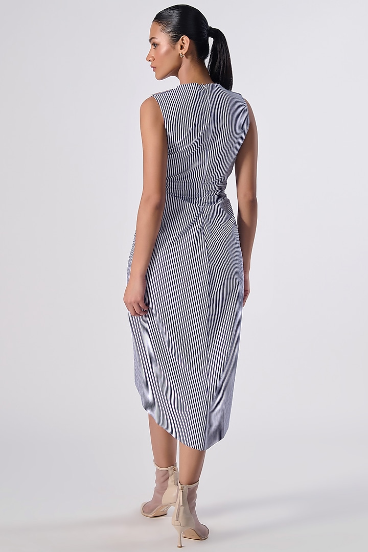 Navy Poly Blend Printed Drape Vacation Dress by S&N by Shantnu Nikhil at Pernia's Pop Up Shop