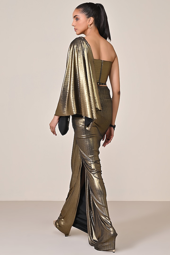 Gold Metallic Lurex Embellished One-Shoulder Top by S&N by Shantnu Nikhil at Pernia's Pop Up Shop