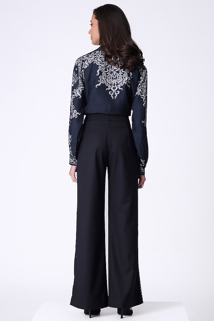 Black Silk Twill Baroque Printed Shirt by S&N by Shantnu Nikhil at Pernia's Pop Up Shop