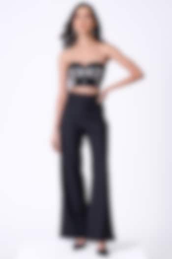 Black Viscose Blend Printed & Swarovski Embellished Corset Bustier by S&N by Shantnu Nikhil at Pernia's Pop Up Shop