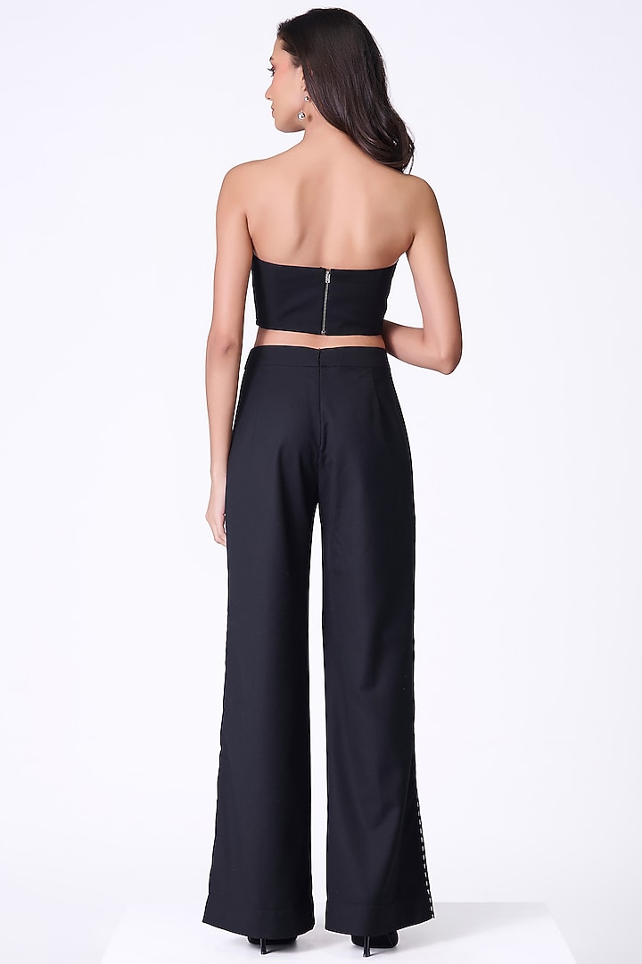 Black Viscose Blend Printed & Swarovski Embellished Corset Bustier by S&N by Shantnu Nikhil at Pernia's Pop Up Shop