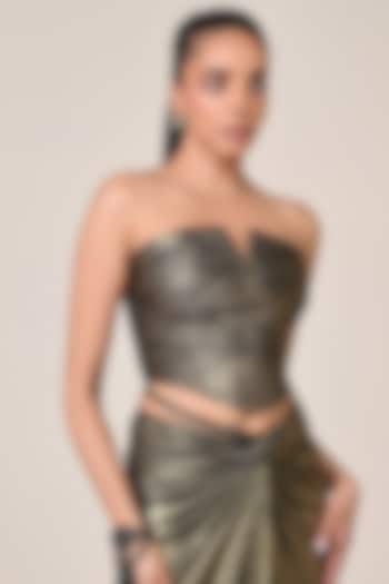 Gold Metallic Lurex Draped Corset Top by S&N by Shantnu Nikhil at Pernia's Pop Up Shop