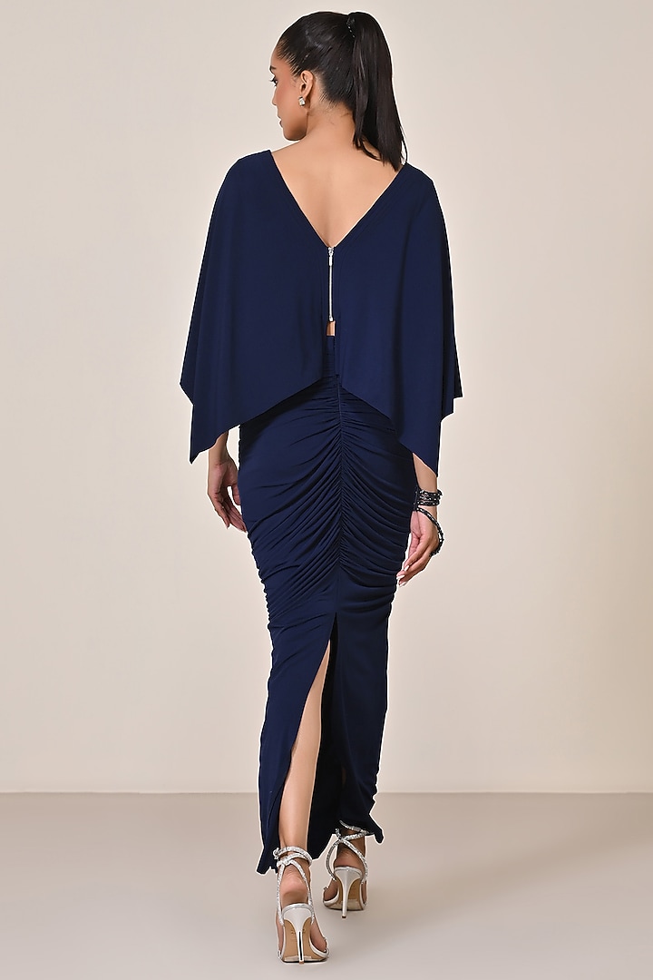 Navy Blue Lycra Embellished Crop Top by S&N by Shantnu Nikhil at Pernia's Pop Up Shop