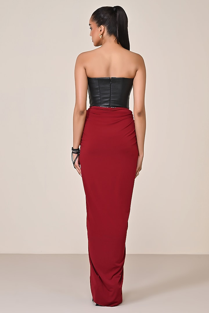 Cherry Red Jersey Spandex Blend Printed Corset Engagement Gown by S&N by Shantnu Nikhil at Pernia's Pop Up Shop