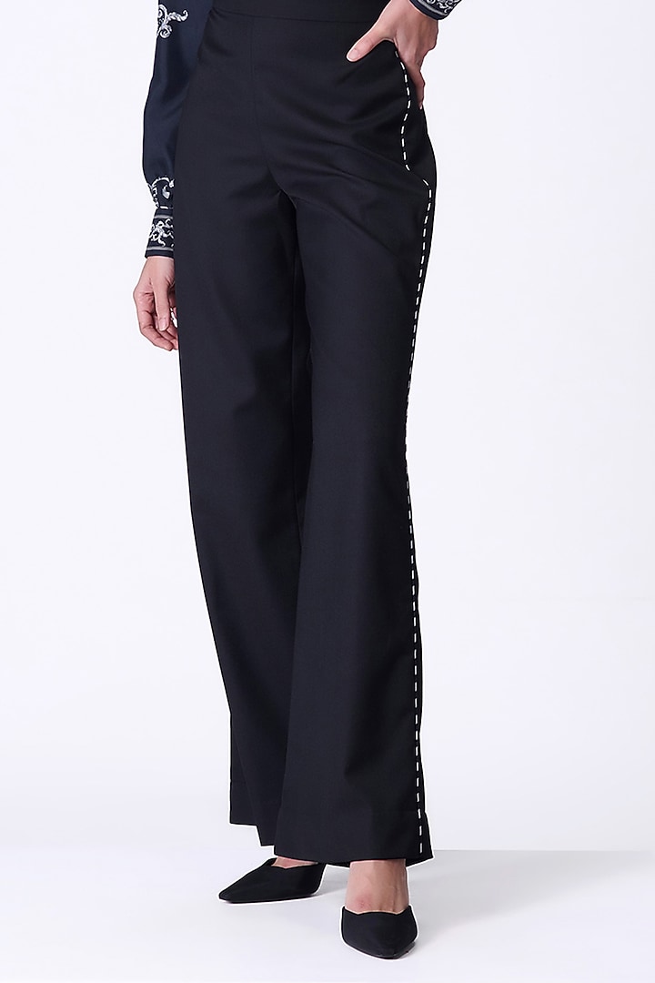 Black Brushed Suiting High-Rise Trousers by S&N by Shantnu Nikhil at Pernia's Pop Up Shop