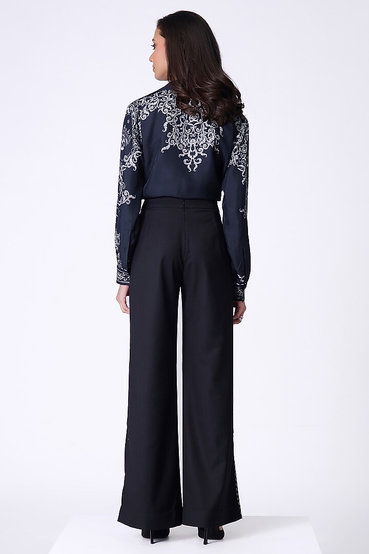 Black Brushed Suiting High-Rise Trousers by S&N by Shantnu Nikhil at Pernia's Pop Up Shop