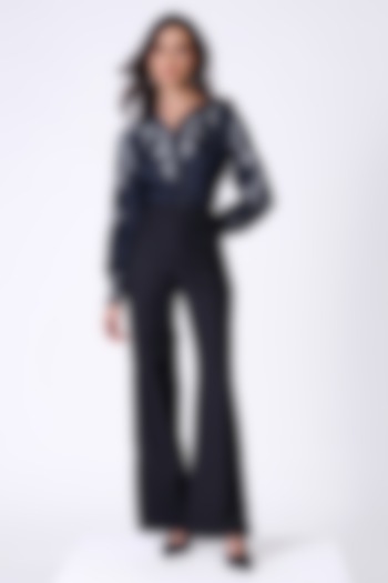 Black Brushed Suiting High-Rise Trousers by S&N by Shantnu Nikhil at Pernia's Pop Up Shop