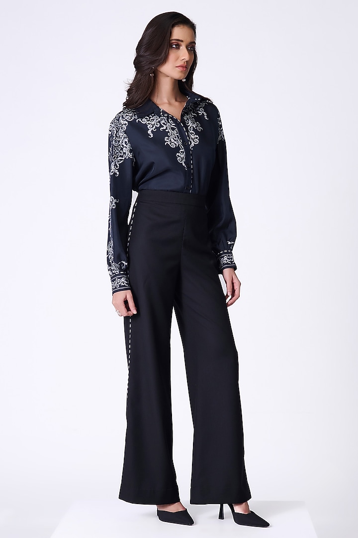 Black Brushed Suiting High-Rise Trousers by S&N by Shantnu Nikhil at Pernia's Pop Up Shop