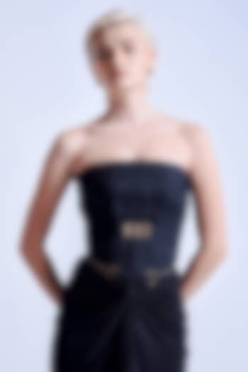 Black Jersey Textured Corset by S&N by Shantnu Nikhil at Pernia's Pop Up Shop