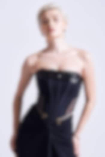 Black Jersey Sculpted Corset by S&N by Shantnu Nikhil at Pernia's Pop Up Shop