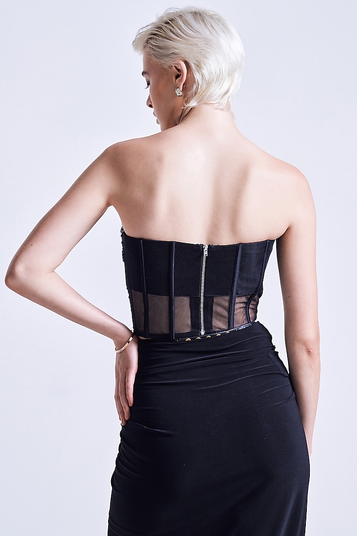 Black Jersey Sculpted Corset by S&N by Shantnu Nikhil at Pernia's Pop Up Shop