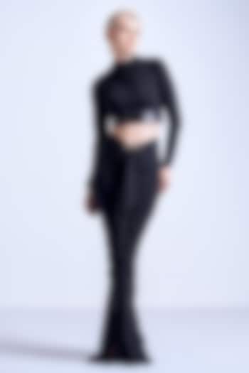 Black Jersey Sculpted Draped Skirt by S&N by Shantnu Nikhil at Pernia's Pop Up Shop