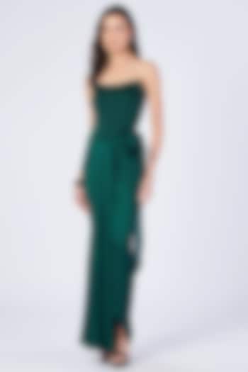 Emerald Poly Jersey Pleated Corset by S&N by Shantnu Nikhil
