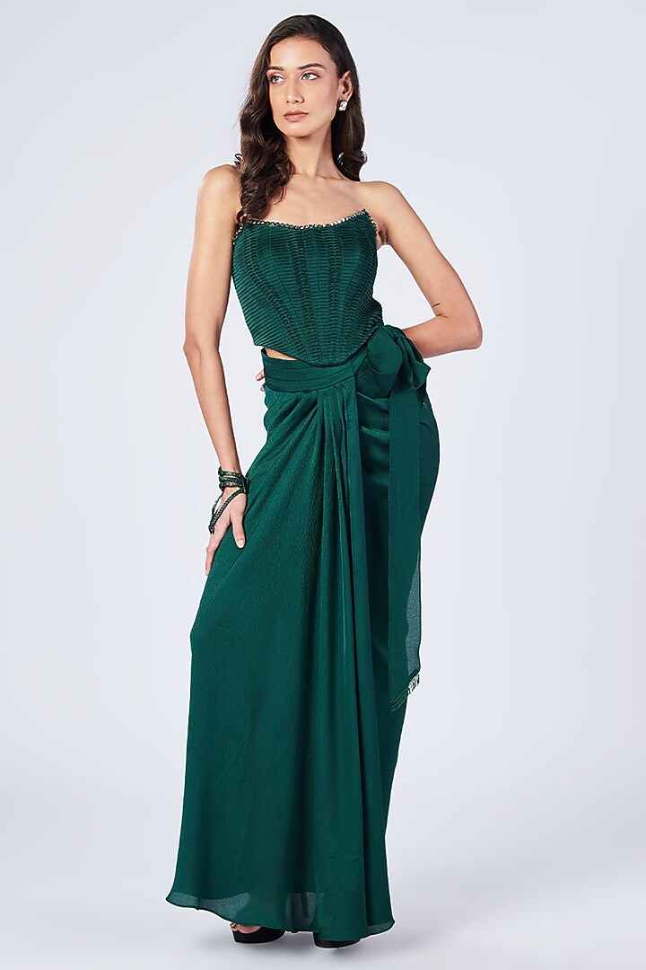 Emerald Poly Jersey Wrap-Around Skirt by S&N by Shantnu Nikhil at Pernia's Pop Up Shop