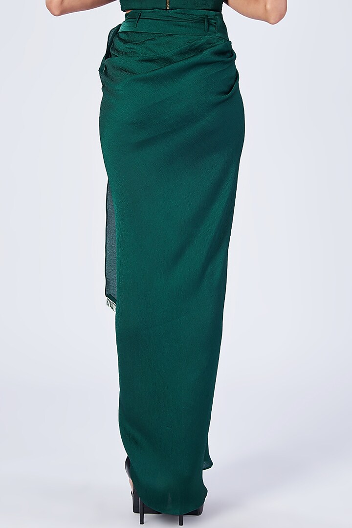 Emerald Poly Jersey Wrap-Around Skirt by S&N by Shantnu Nikhil at Pernia's Pop Up Shop