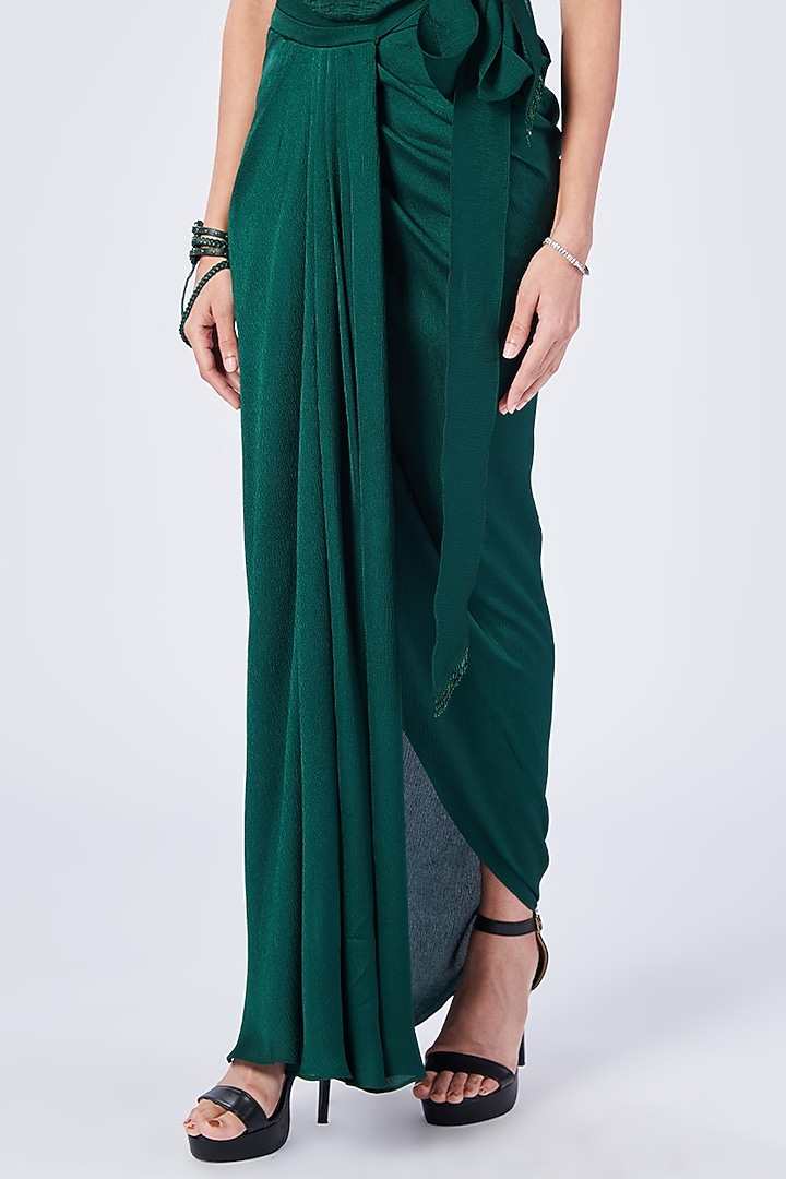 Emerald Poly Jersey Wrap-Around Skirt by S&N by Shantnu Nikhil at Pernia's Pop Up Shop