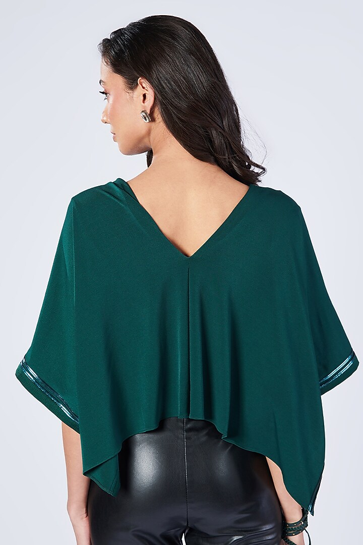 Emerald Poly Jersey Cape Top by S&N by Shantnu Nikhil at Pernia's Pop Up Shop