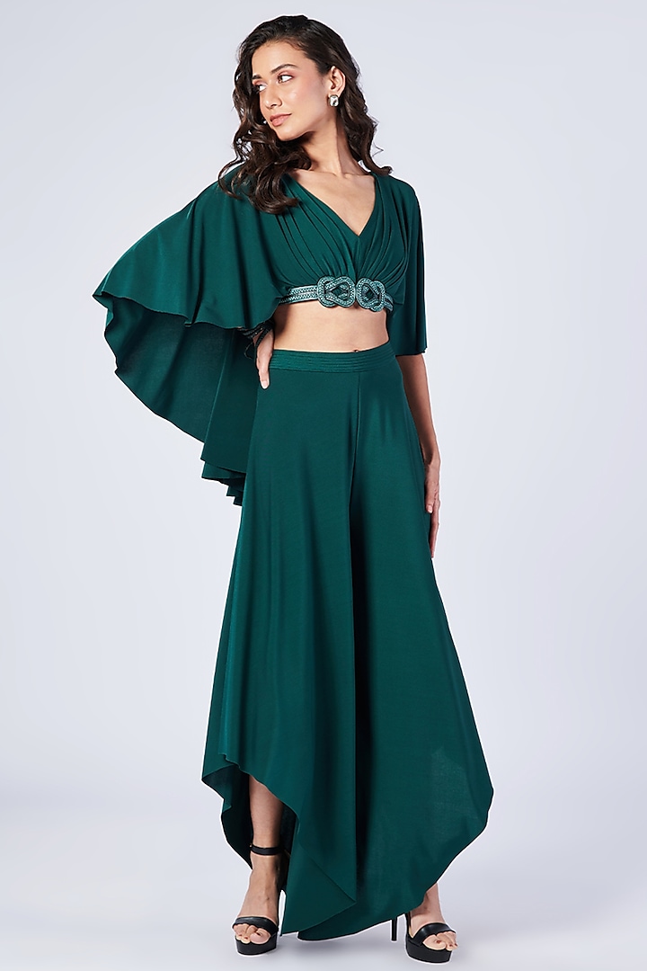 Emerald Poly Jersey Crop Top by S&N by Shantnu Nikhil
