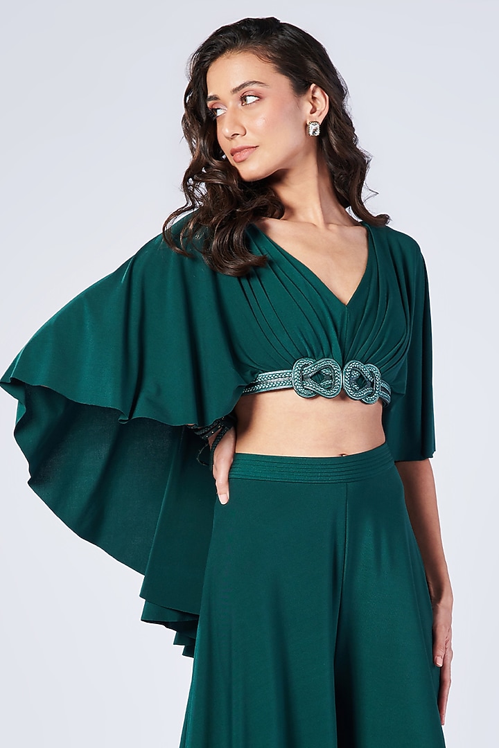 Emerald Poly Jersey Crop Top by S&N by Shantnu Nikhil at Pernia's Pop Up Shop