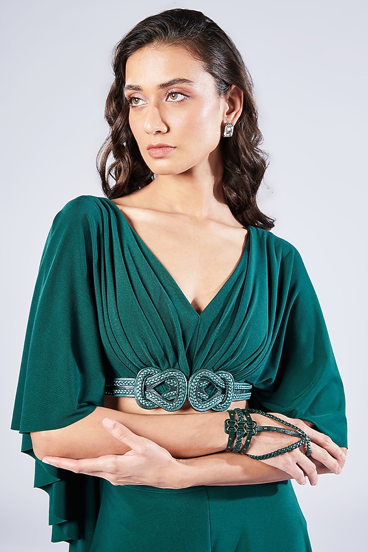 Emerald Poly Jersey Crop Top by S&N by Shantnu Nikhil at Pernia's Pop Up Shop