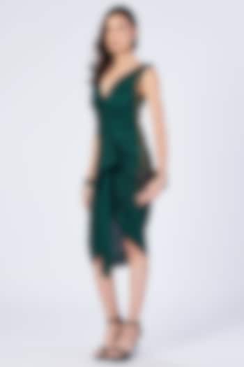 Emerald Poly Jersey Twisted Drape Dress by S&N by Shantnu Nikhil