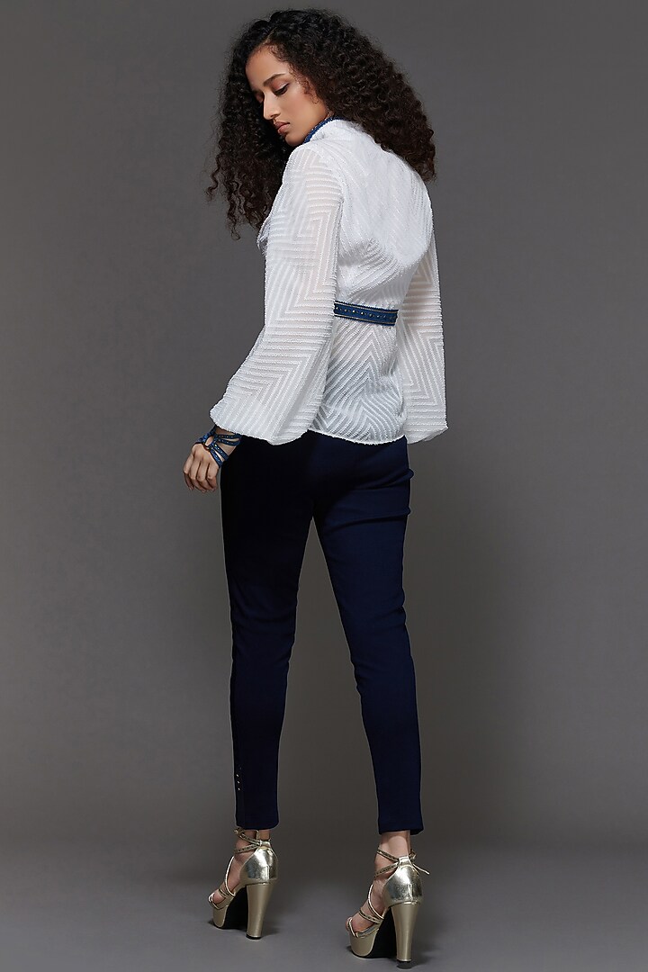 Off-White Textured Georgette Top by S&N by Shantnu Nikhil at Pernia's Pop Up Shop
