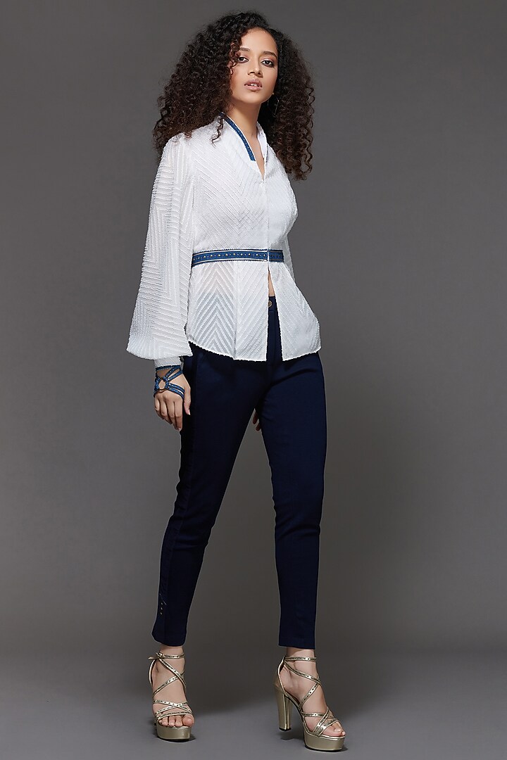 Off-White Textured Georgette Top by S&N by Shantnu Nikhil at Pernia's Pop Up Shop