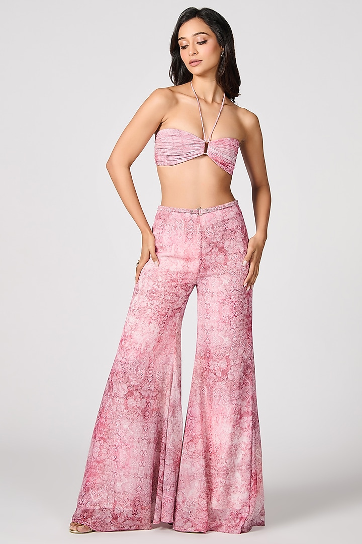 Pink Jersey Geometric Printed & Embellished Bustier by S&N by Shantnu Nikhil at Pernia's Pop Up Shop