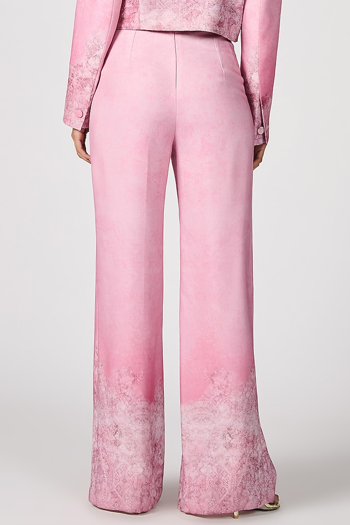 Pink Sandwash Printed Flared Trousers by S&N by Shantnu Nikhil at Pernia's Pop Up Shop