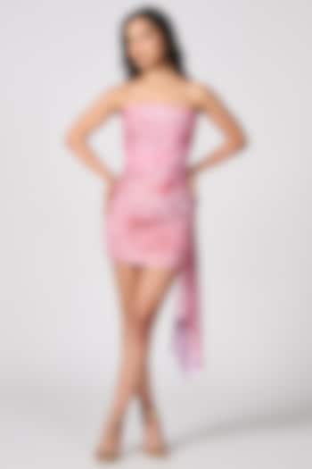 Pink Metallic Jersey Printed Corset Mini Dress by S&N by Shantnu Nikhil