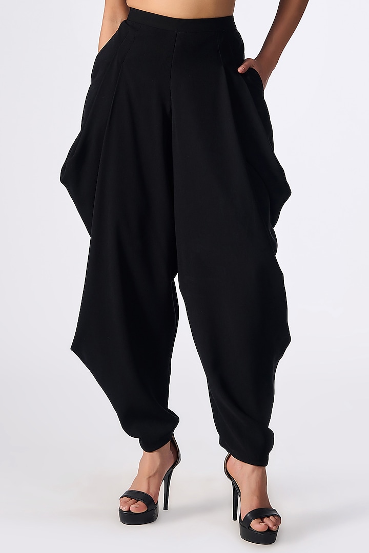 Black Sandwash Cowl Pants by S&N by Shantnu Nikhil at Pernia's Pop Up Shop