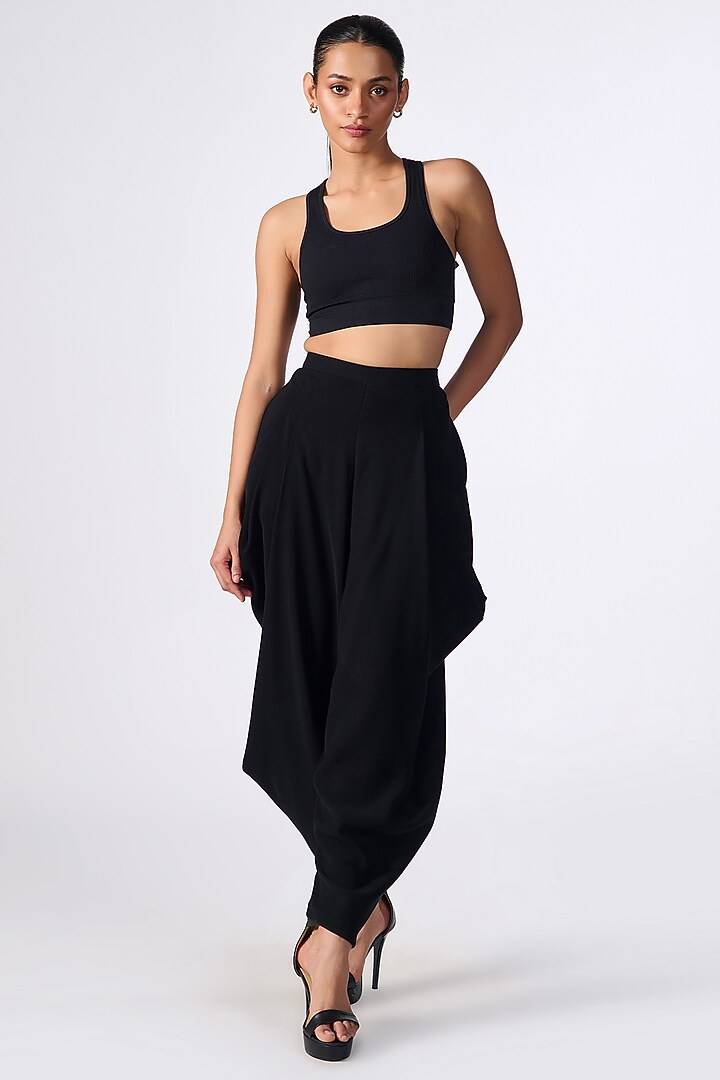 Black Sandwash Cowl Pants by S&N by Shantnu Nikhil at Pernia's Pop Up Shop