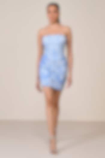 Light Blue Jersey & Spandex Printed Slim-Fit Vacation Dress by S&N by Shantnu Nikhil at Pernia's Pop Up Shop