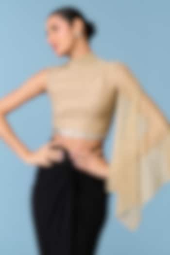 Golden Gold Lurex One-Shoulder Drape Top by S&N by Shantnu Nikhil at Pernia's Pop Up Shop