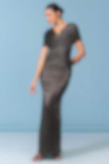 Grey Metallic Twisted Engagement Gown by S&N by Shantnu Nikhil at Pernia's Pop Up Shop