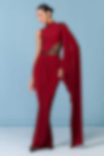 Cherry Red Poly Jersey Sculpted Engagement Gown by S&N by Shantnu Nikhil at Pernia's Pop Up Shop